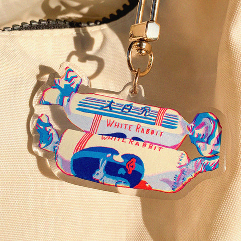 white rabbit keychain